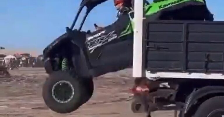 Locura en Villa Gesell: bajó con un UTV de un camión en movimiento, el video se viralizó y le confiscaron los dos vehículos