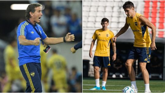 Claudio Úbeda, director técnico de Boca Juniors, en el banco de suplentes durante un partido.