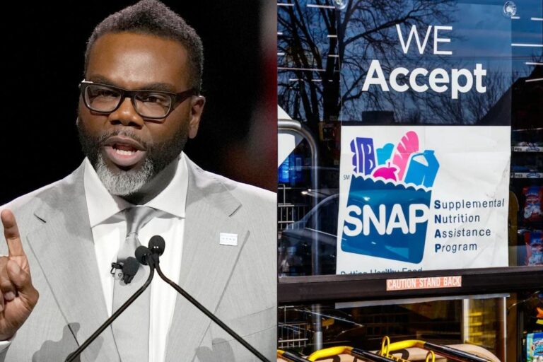 Alcalde Brandon Johnson en anuncio de subsidios para organizaciones comunitarias en Chicago.