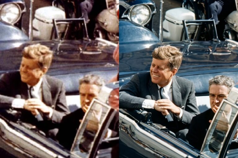 Comparativa de una foto antigua restaurada digitalmente con inteligencia artificial