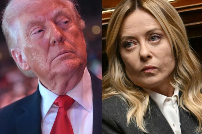 Donald Trump y Giorgia Meloni en eventos separados.