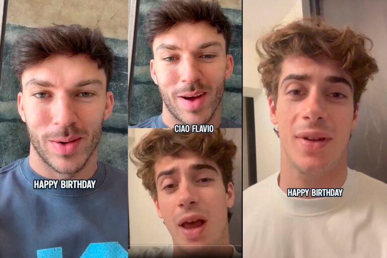 Franco Colapinto y Pierre Gasly, pilotos de Alpine F1, en el video de cumpleaños para Flavio Briatore.