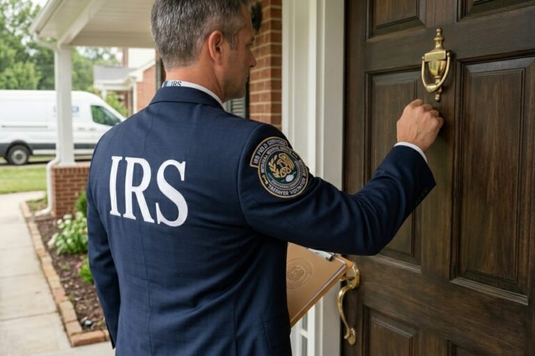 Documentos de impuestos y calculadora sobre un escritorio, representando la declaración de impuestos en EE.UU.