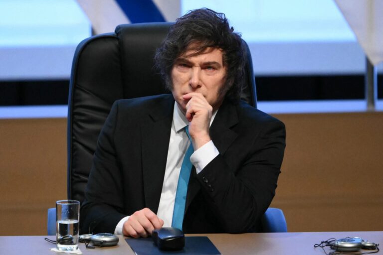 El presidente Javier Milei durante una declaración pública.