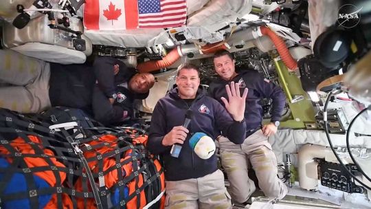 Ilustración de la cápsula Orion de la NASA volando cerca de la superficie lunar.