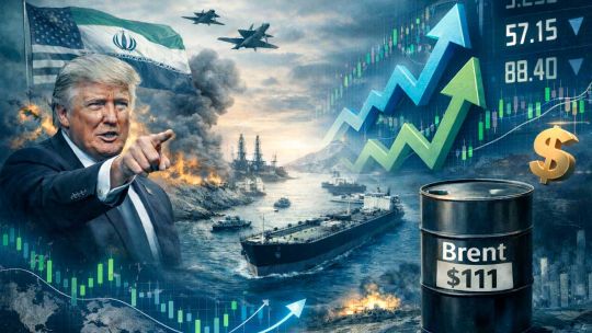 Gráfico con la evolución al alza del precio del petróleo Brent superando los 111 dólares por barril.