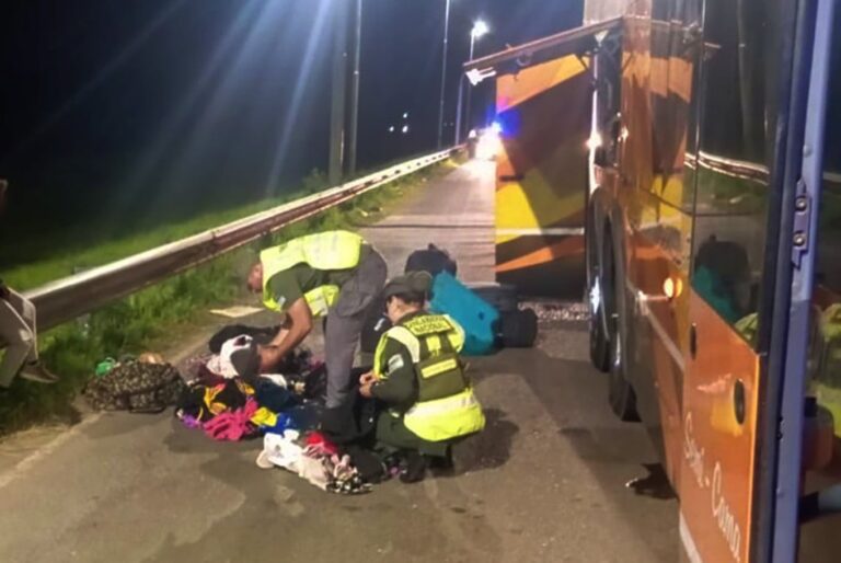 Gendarmería Nacional intercepta ómnibus en ruta, operativo de seguridad vial.